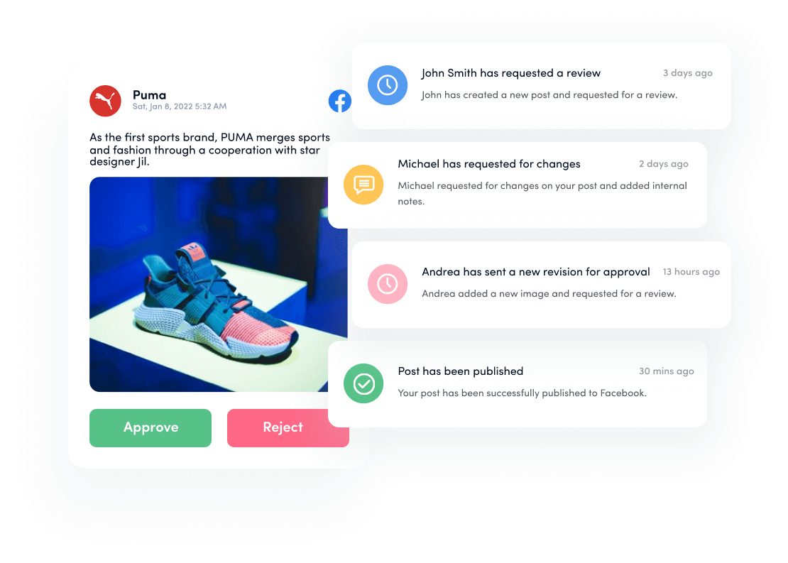 approval notifications - social media approval workflow